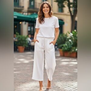 RIP CURL White Gauze Wide-Leg Women's Pants, medium